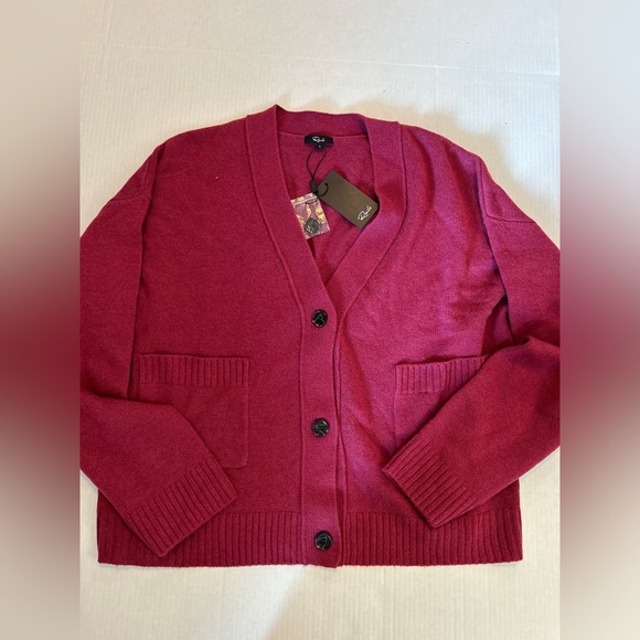 Rails Lindi Wool Cashmere Front Pocket Cardigan Sweater Size Large NWT Magenta - Picture 5 of 7